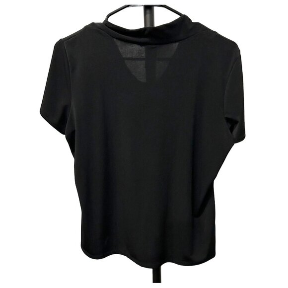 Notations Petite Flutter Sleeve Black Knot Front Blouse Sz LP - Picture 2 of 8